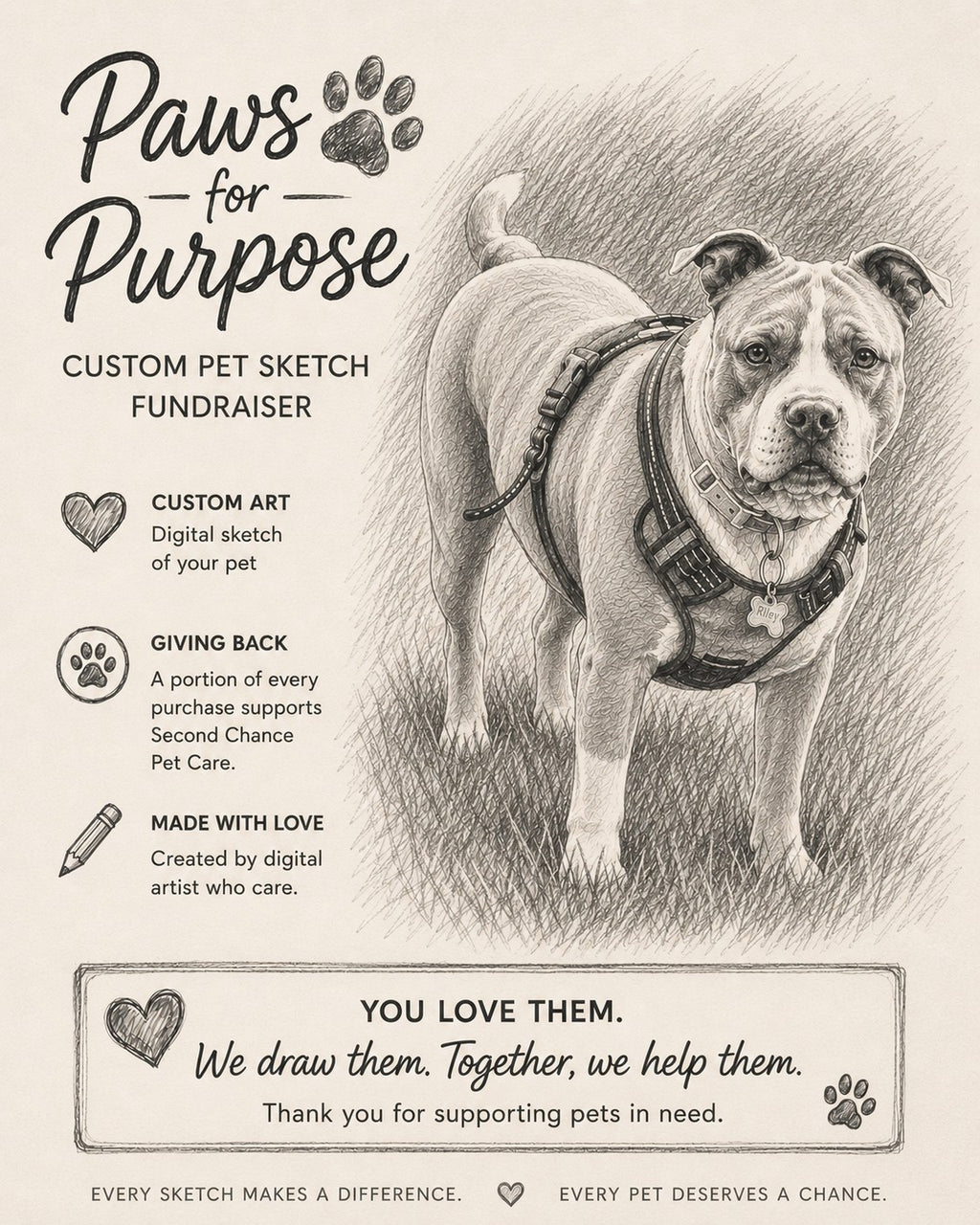 Custom Pet Sketch Fundraiser